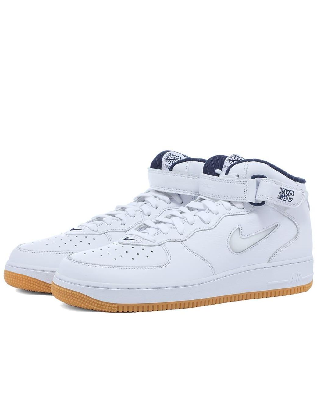 Nike Air Force 1 Mid Qs in White \u0026 Midnight Navy (Blue) - Lyst