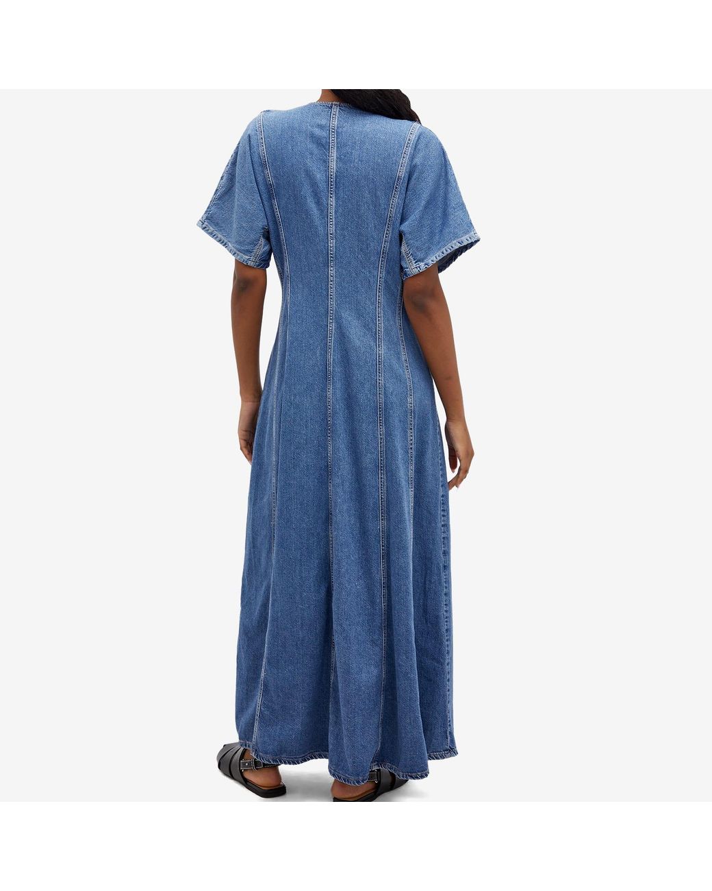 Ganni Future Denim Maxi Dress in Blue | Lyst