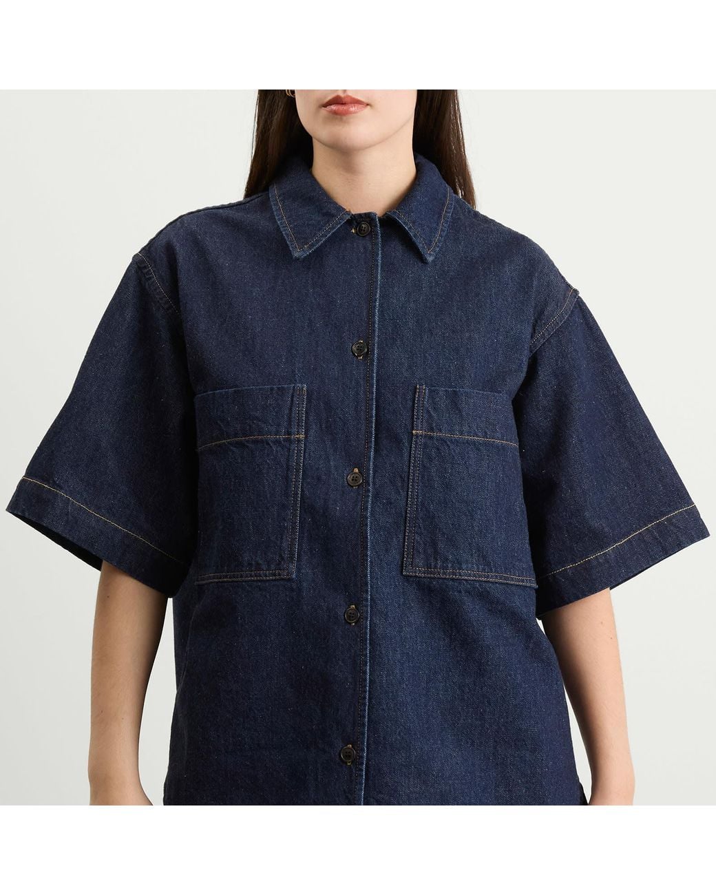 Girls Of Dust Blue Okinawa Denim Short Sleeve Shirt