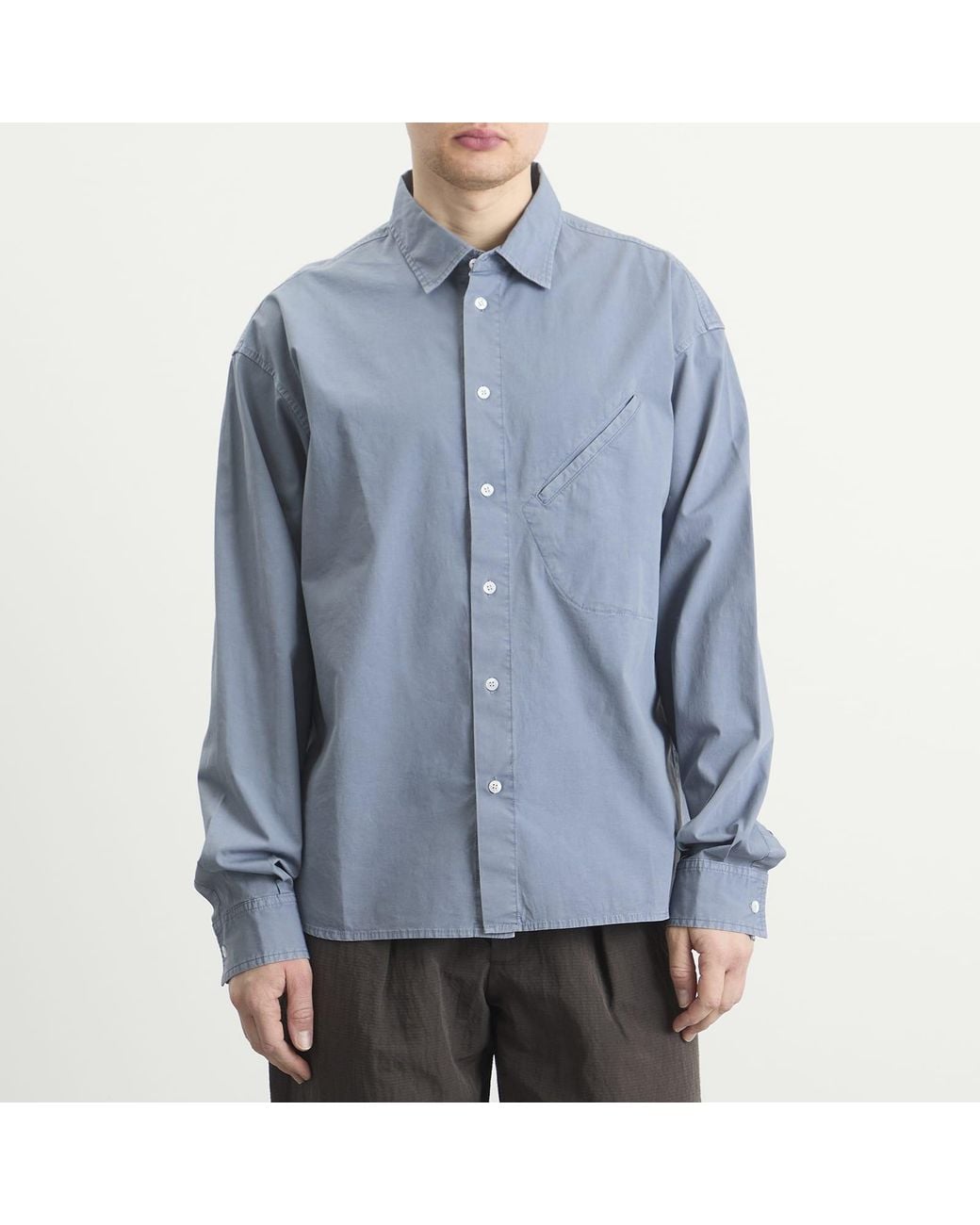 RANRA Blue Field Cotton Long Sleeve Shirt for men