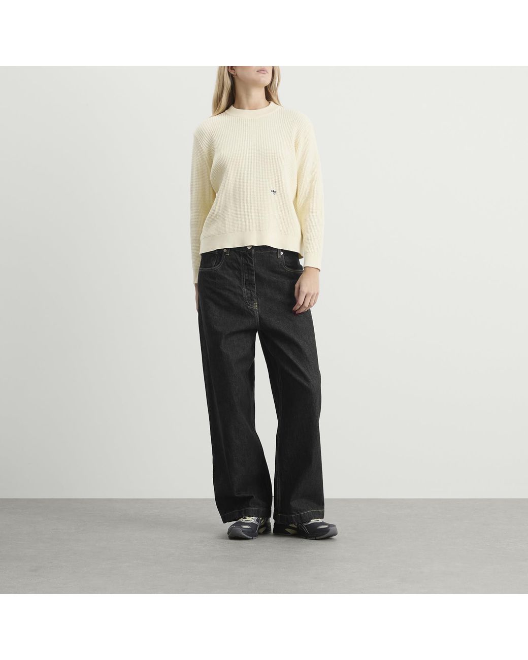 HOMMEGIRLS White Waffle Knit Pullover