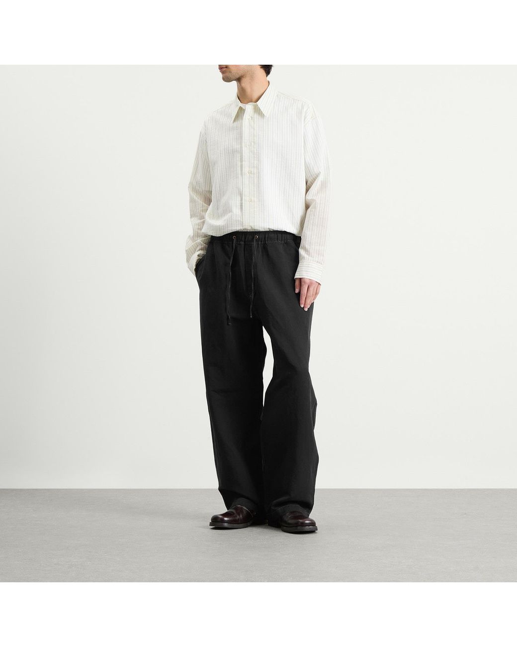 Studio Nicholson Black Sonny Cotton Linen Drawstring Trouser for men