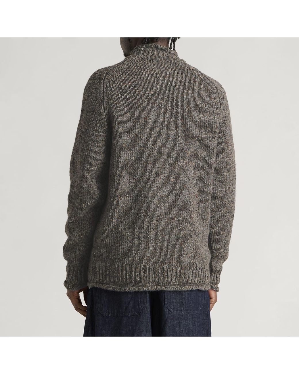 Pittari Gray Findhorn Donegal Roll Collar Jumper for men