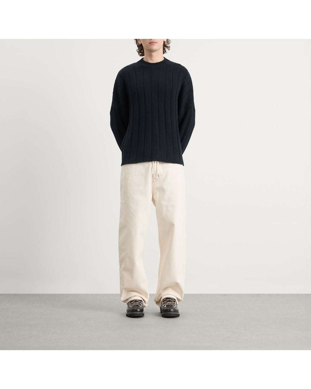 About Blank Black Large Rib Knit Crew for men