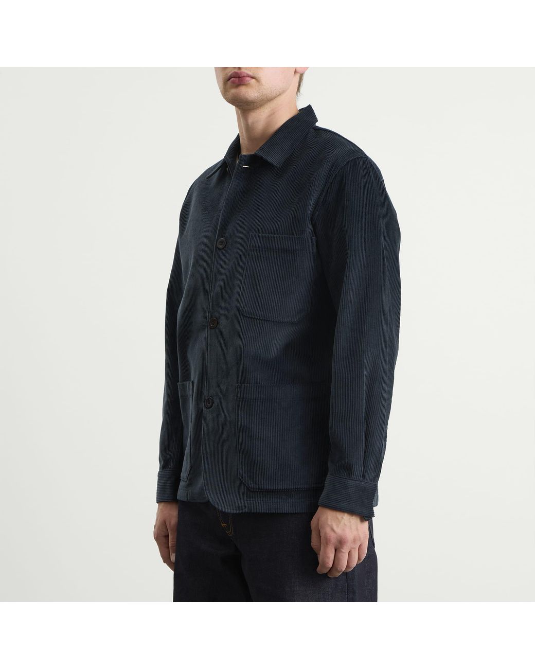 Portuguese Flannel Blue Labura Corduroy Chore Jacket for men