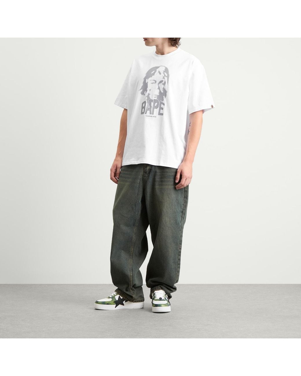 A Bathing Ape White Bape Graphic T-Shirt for men