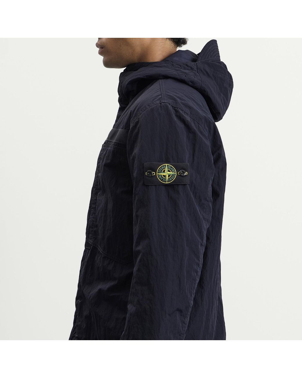 Stone Island Blue Warp Rib Nylon-Tc Hooded Jacket for men