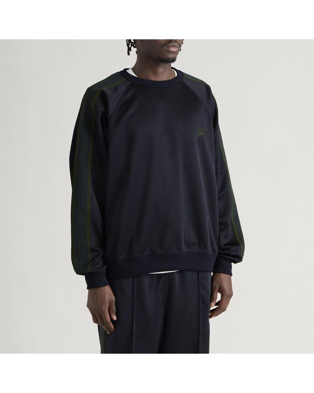 Needles Blue Poly Smooth Crew Neck Sweatshirt for men