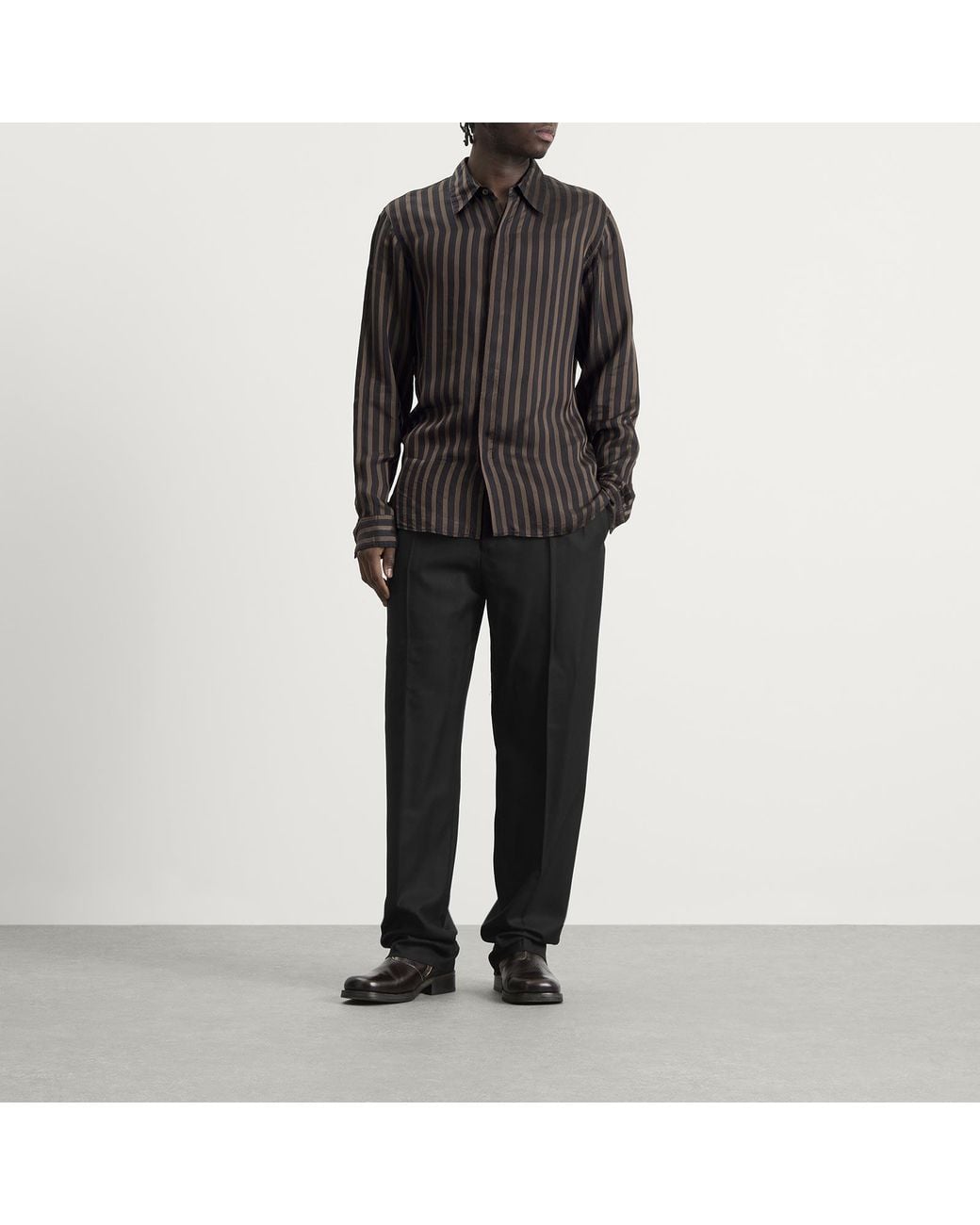 Dries Van Noten Black Stripe Cupro Shirt for men