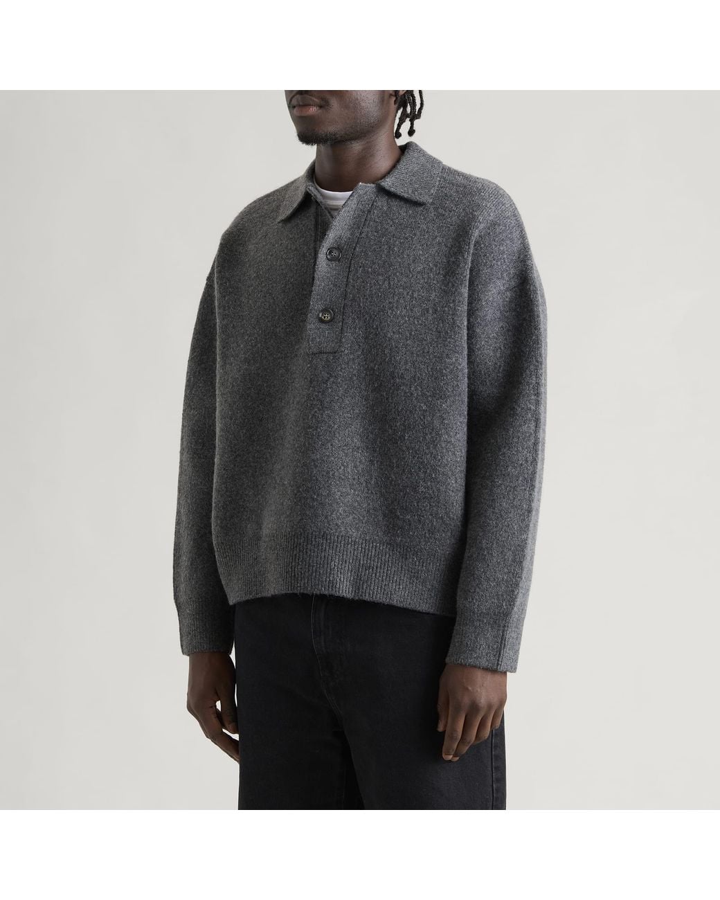 MKI Miyuki-Zoku Gray Double Knit Rugby for men