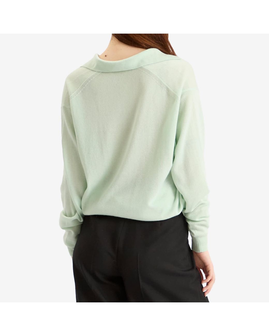 AURALEE Cashmere Silk Knit Skipper Polo in Green | Lyst