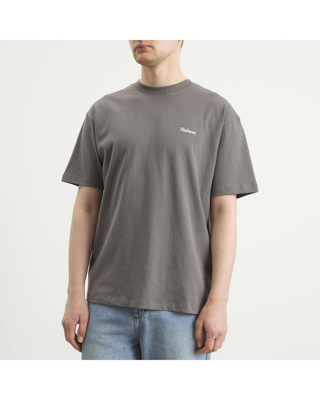 Palmes Gray Logo Stitch T-Shirt for men