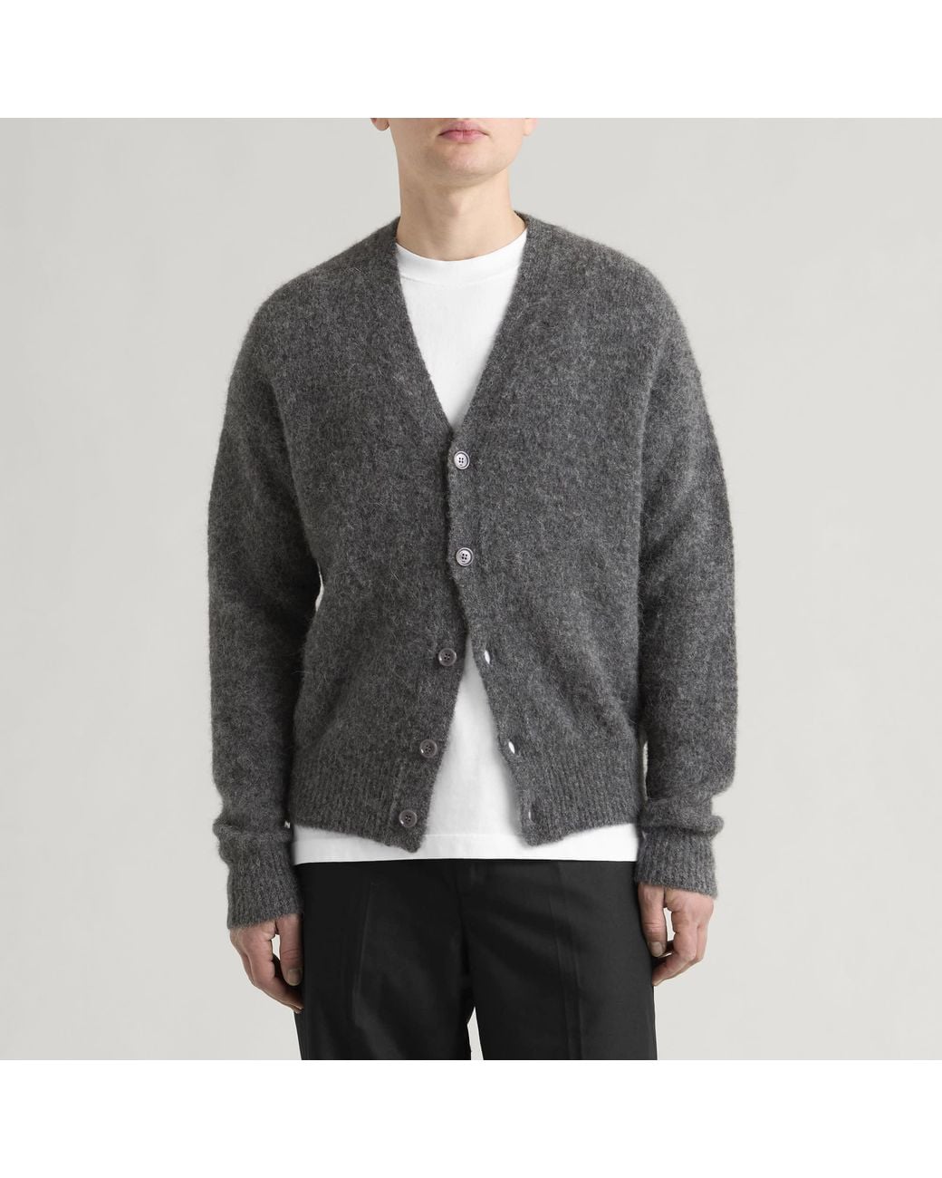 AMI Black Alpaca Cardigan With Adc for men