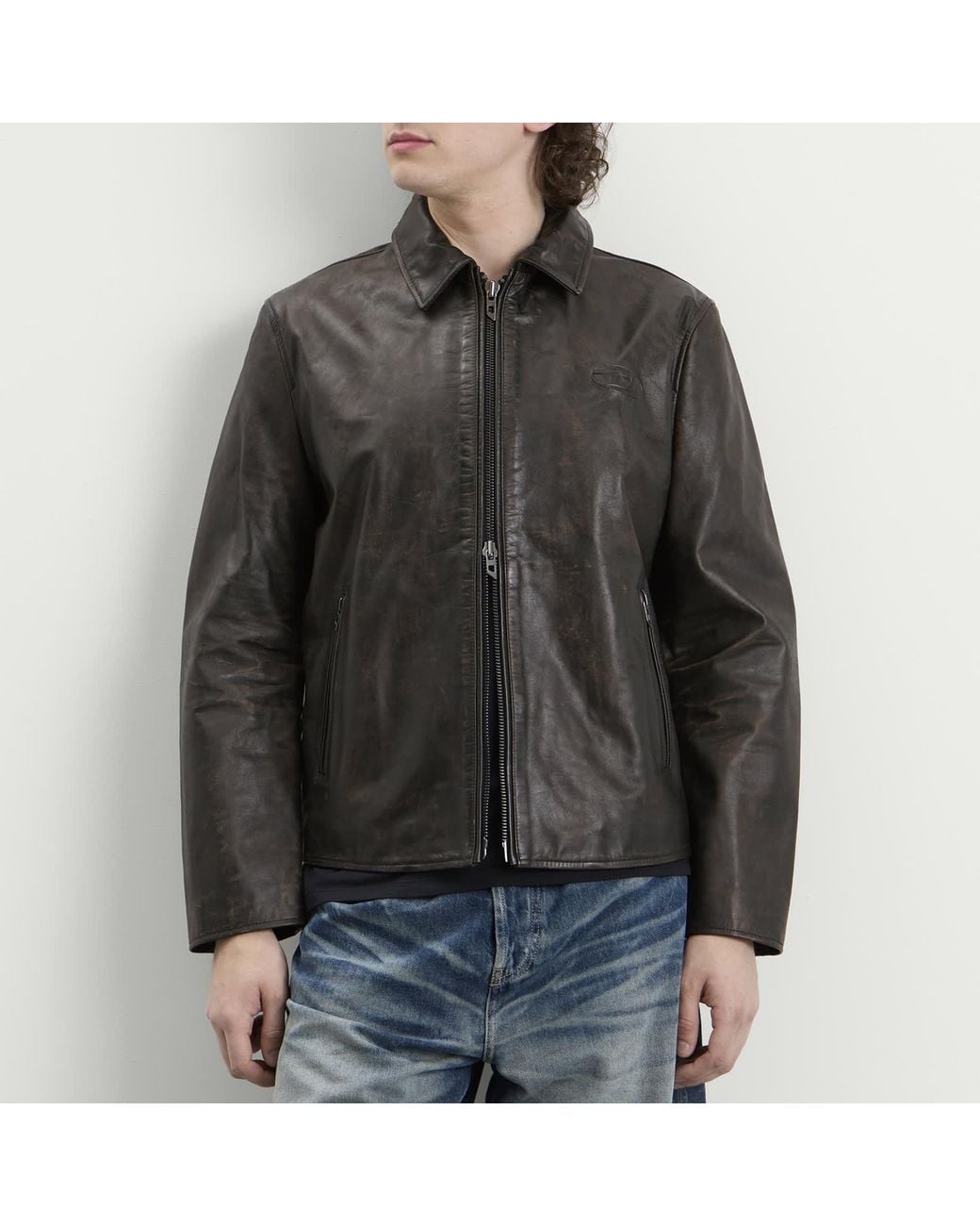 DIESEL Leather Jacket in Black for Men | Lyst