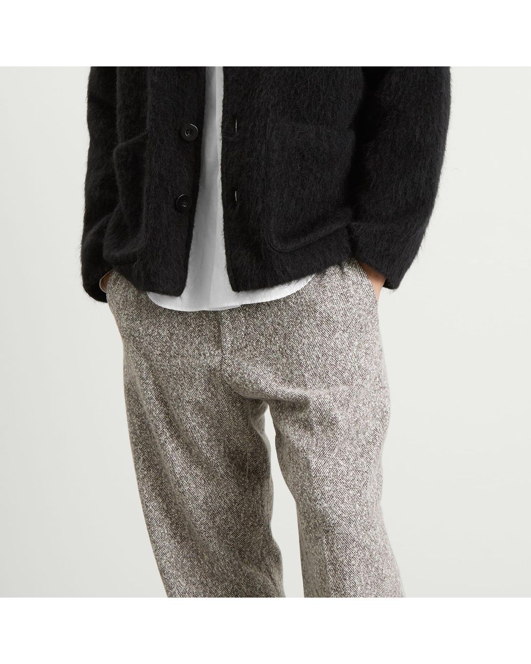 NN07 Gray Paw Herringbone Weave Trousers for men
