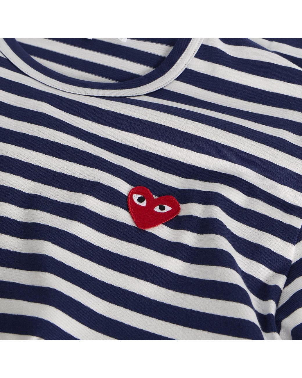 COMME DES GARÇONS PLAY Blue Stripe Heart Emblem Long Sleeve T
