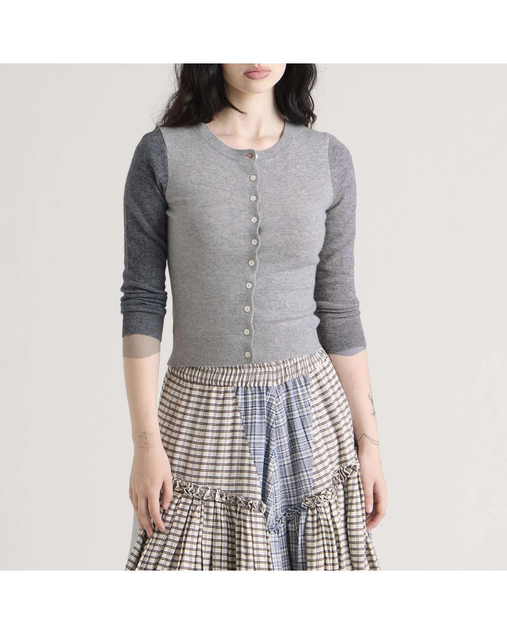 Peachy Den Gray Colourblock Cardigan
