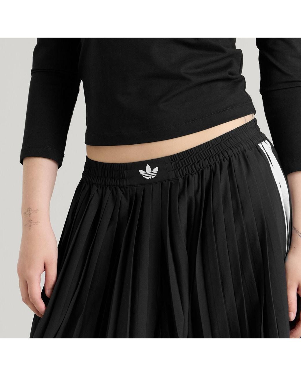 Adidas Black Pleated Wide Leg Track Pants
