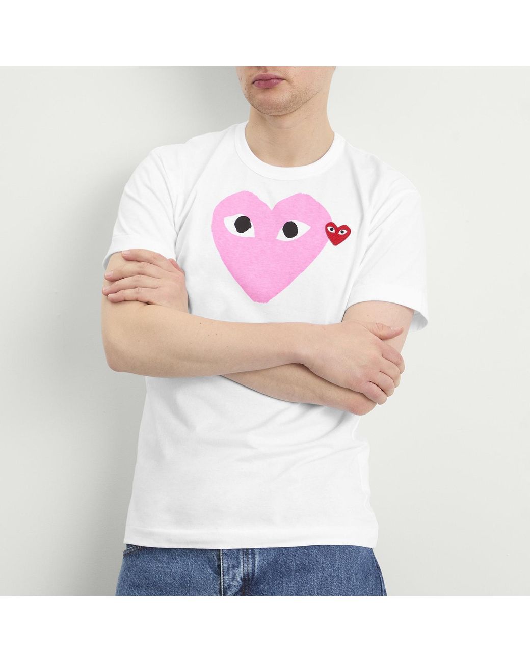 COMME DES GARÇONS PLAY Pink Heart Colour Heart T-Shirt for men
