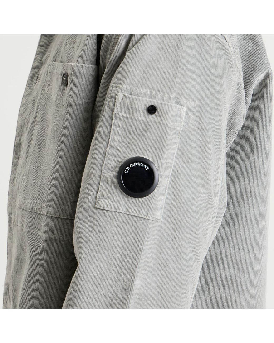 C P Company Gray Corduroy Lens Overshirt for men