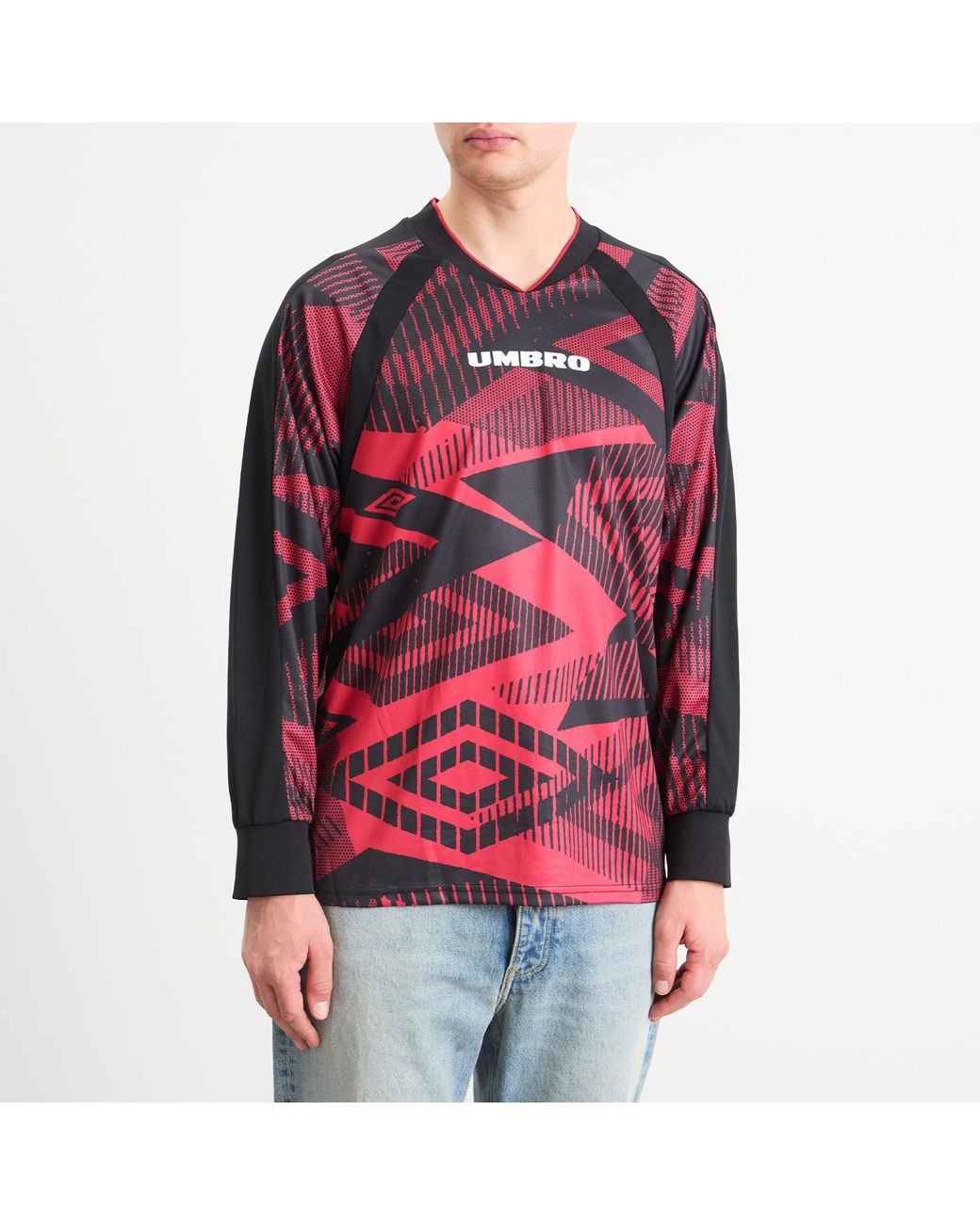 Umbro Red Printed Long Sleeve Jersey for men