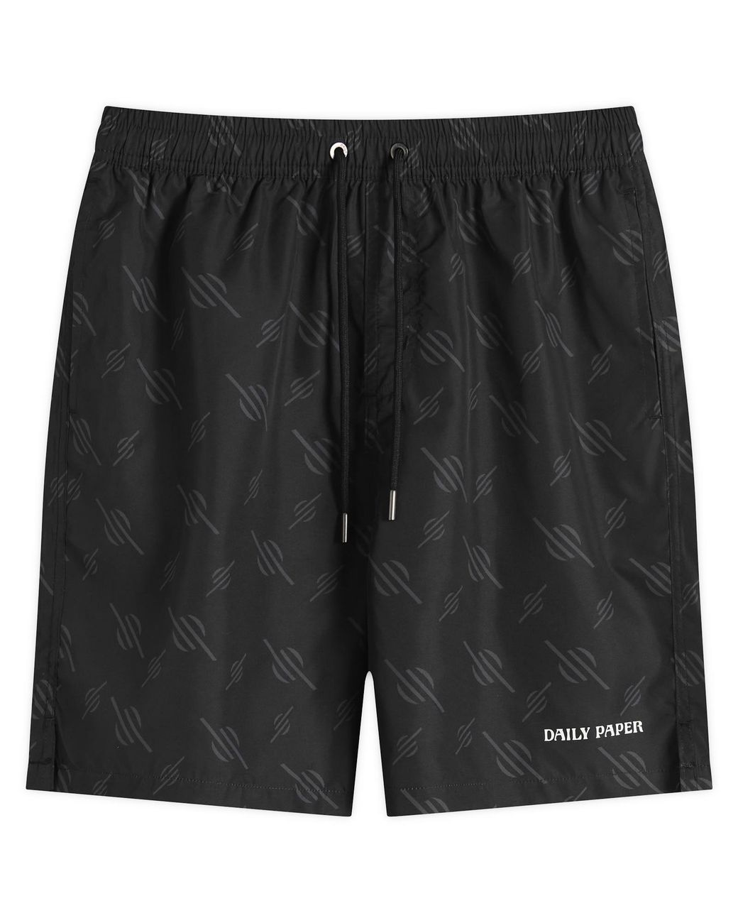 Daily Paper Black Irregular Monogram Swim Shorts for men