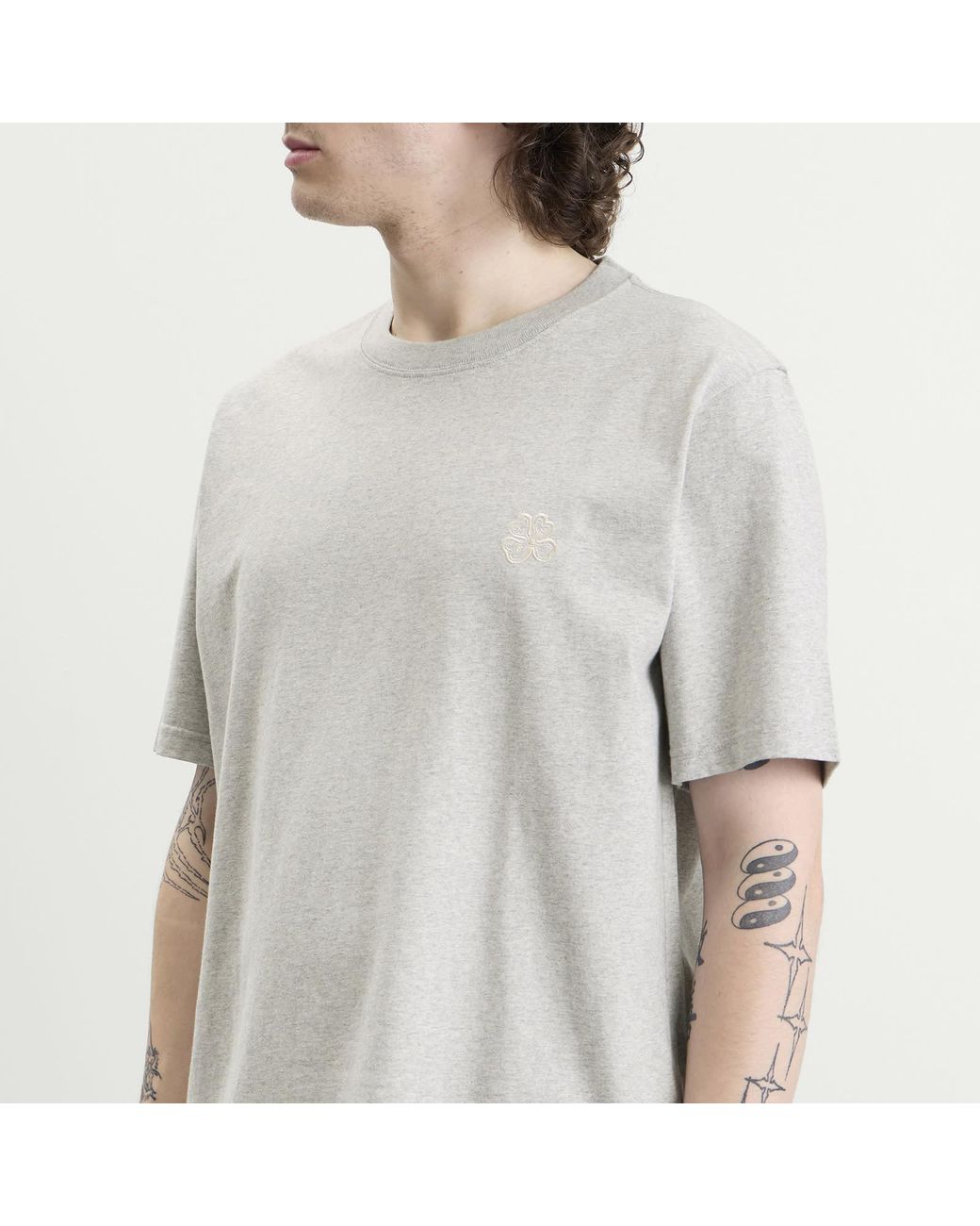 NN07 Gray Jett Embroidered T-Shirt for men