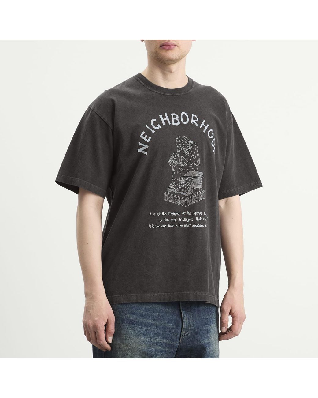 Neighborhood Black Ss-11 Pigment Dyed T-Shirt for men