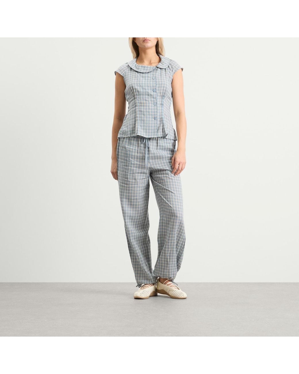Peachy Den Gray Missy Asymmetric Stretch Blouse