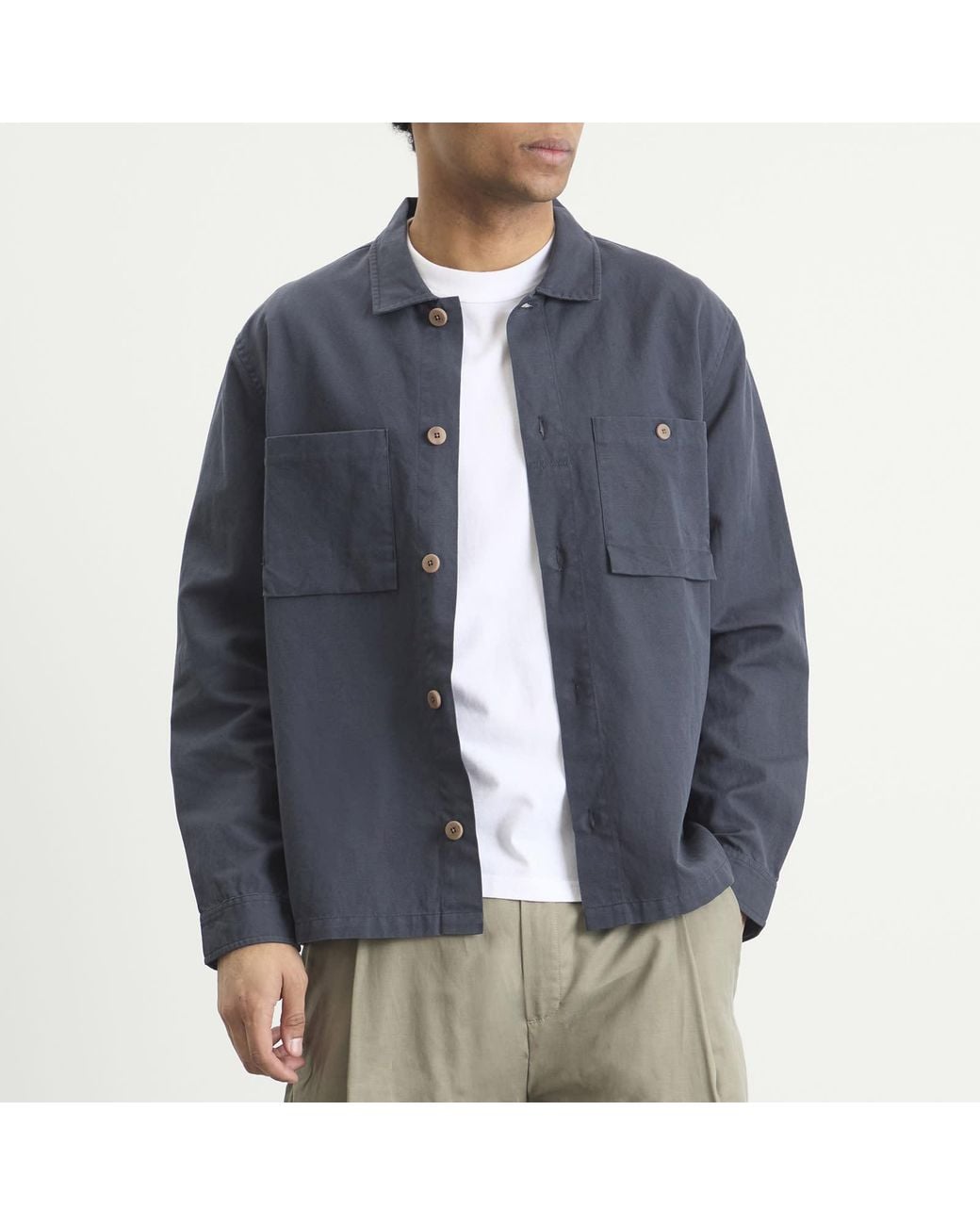 Folk Blue Patch Overshirt for men