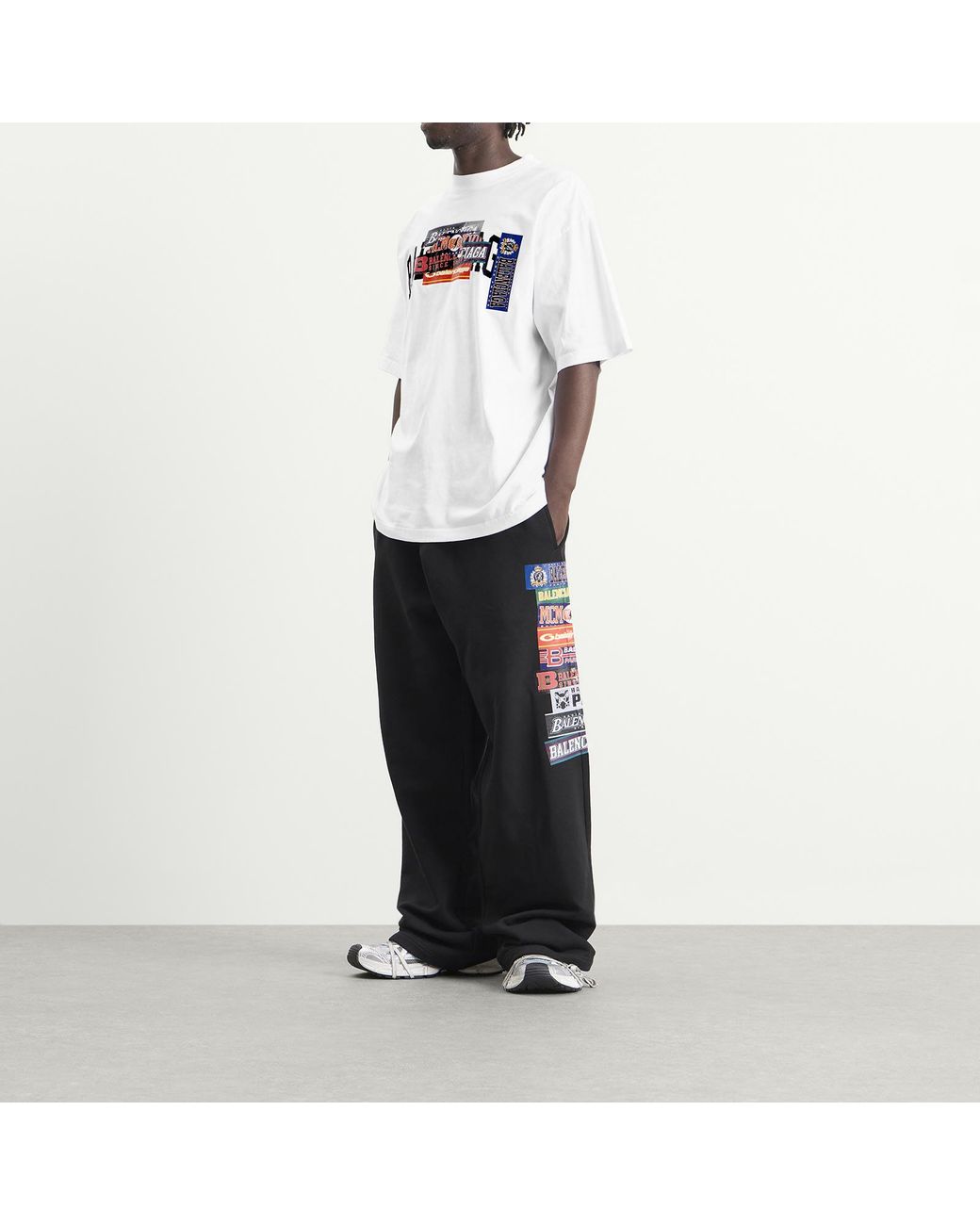 Balenciaga White Bumper Stickers T-Shirt for men