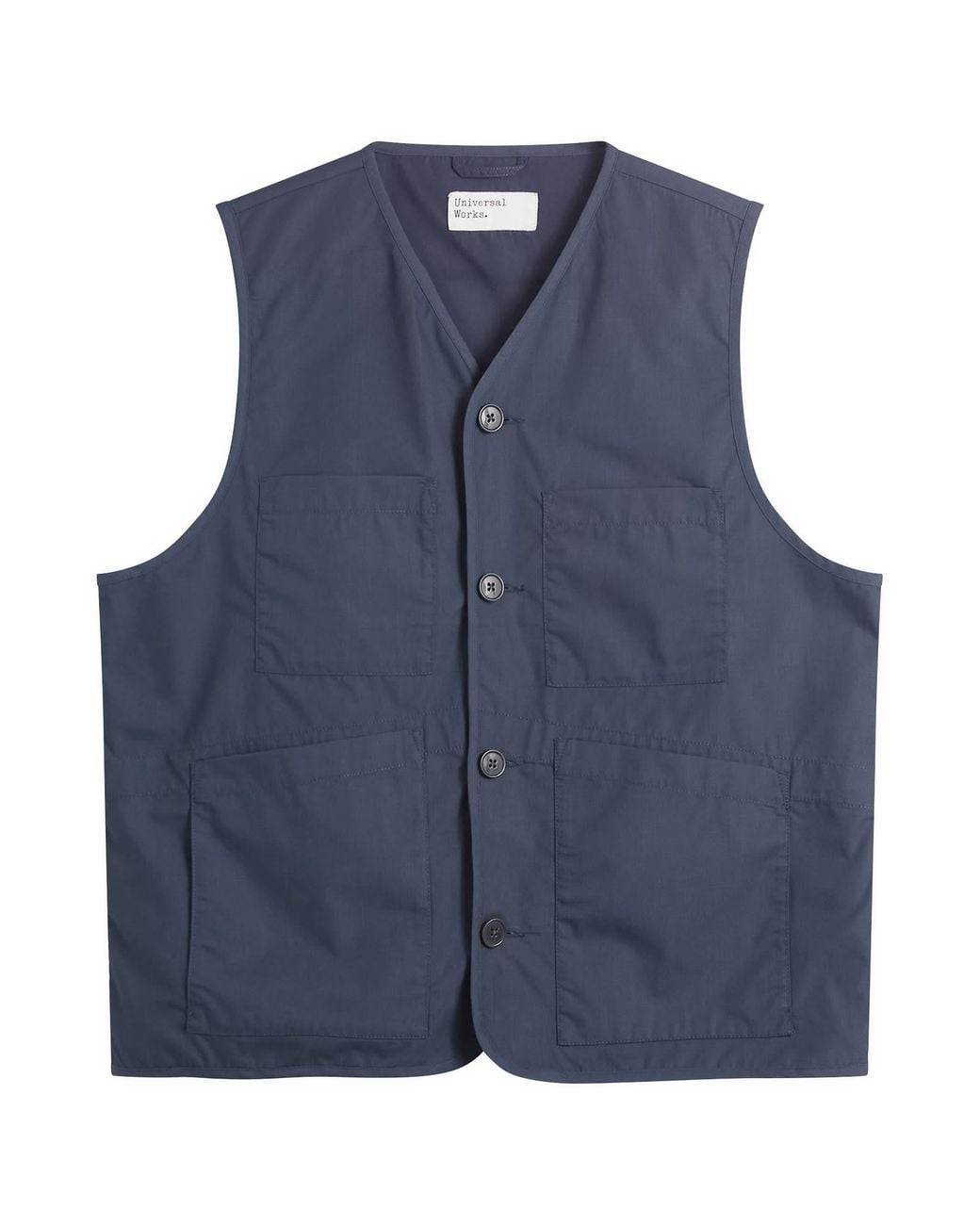 Universal Works Blue Recycled Poly Tech City Waistcoat for men