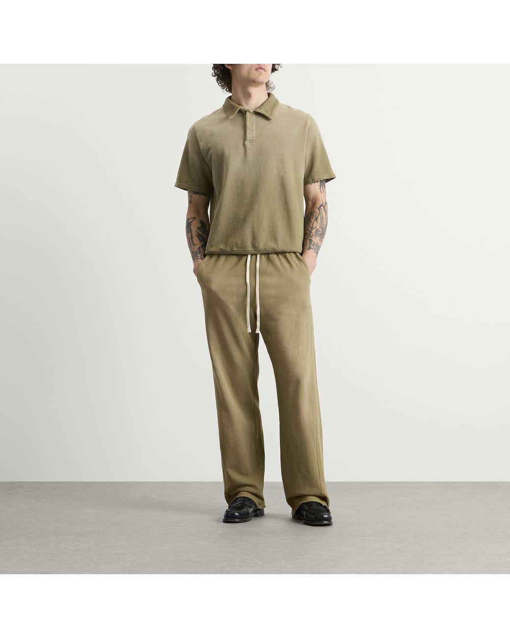 Les Tien Green Pique Cotton Yacht Jogger for men