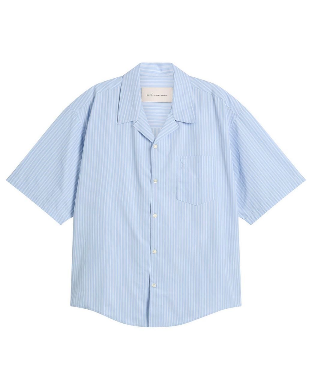 AMI Blue Short Sleeve Boxy Shirt for men