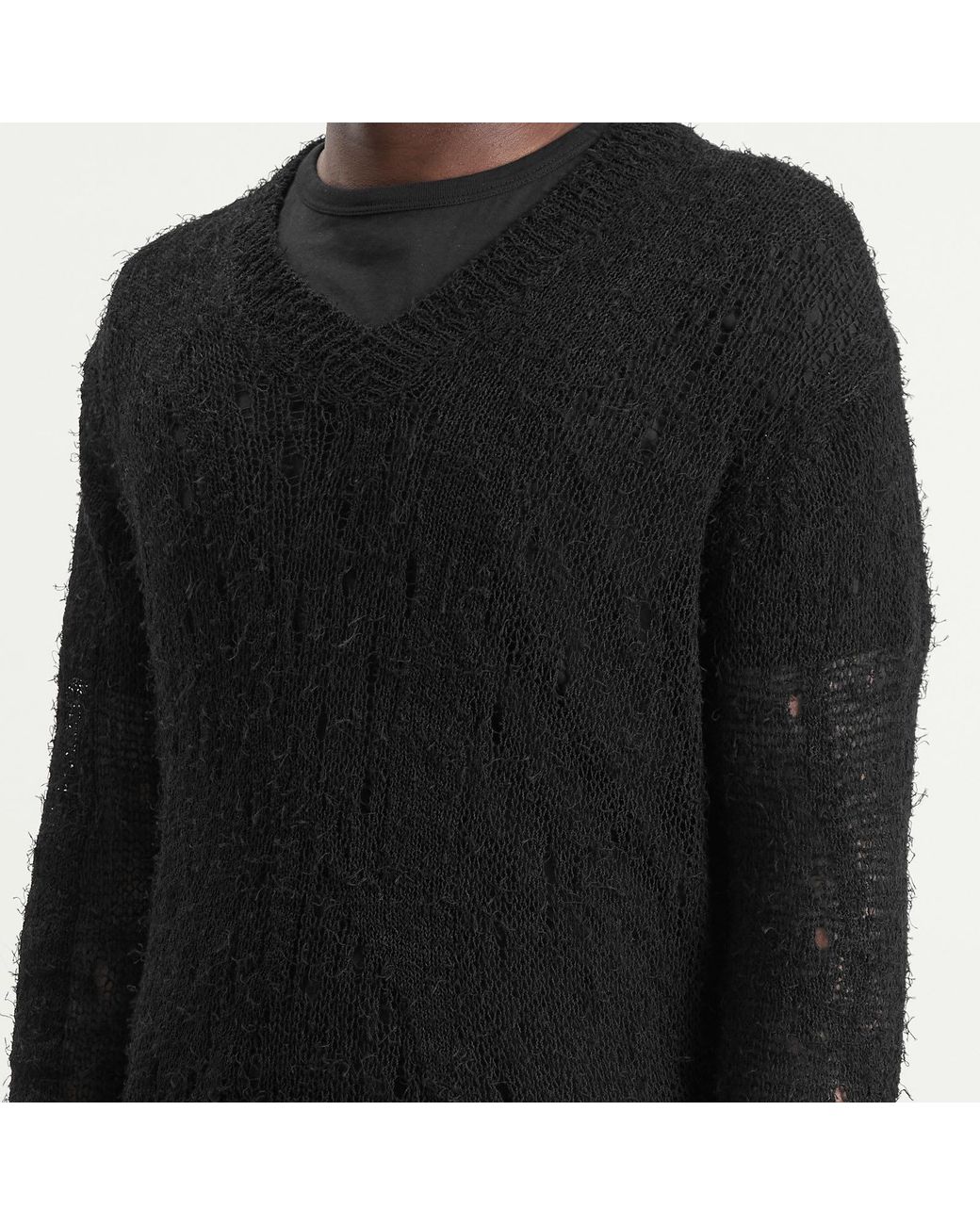 Our Legacy Black Linen Slow V-Neck Jumper for men