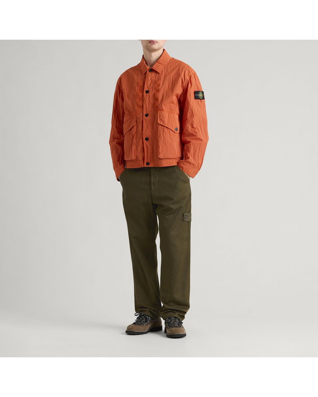 Stone Island Green Ghost Raw Hand Wool Cotton Gabardine-Tc Trouser for men