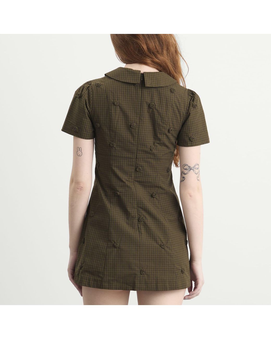 My Mum Made It Green Rosette Check Mini Dress