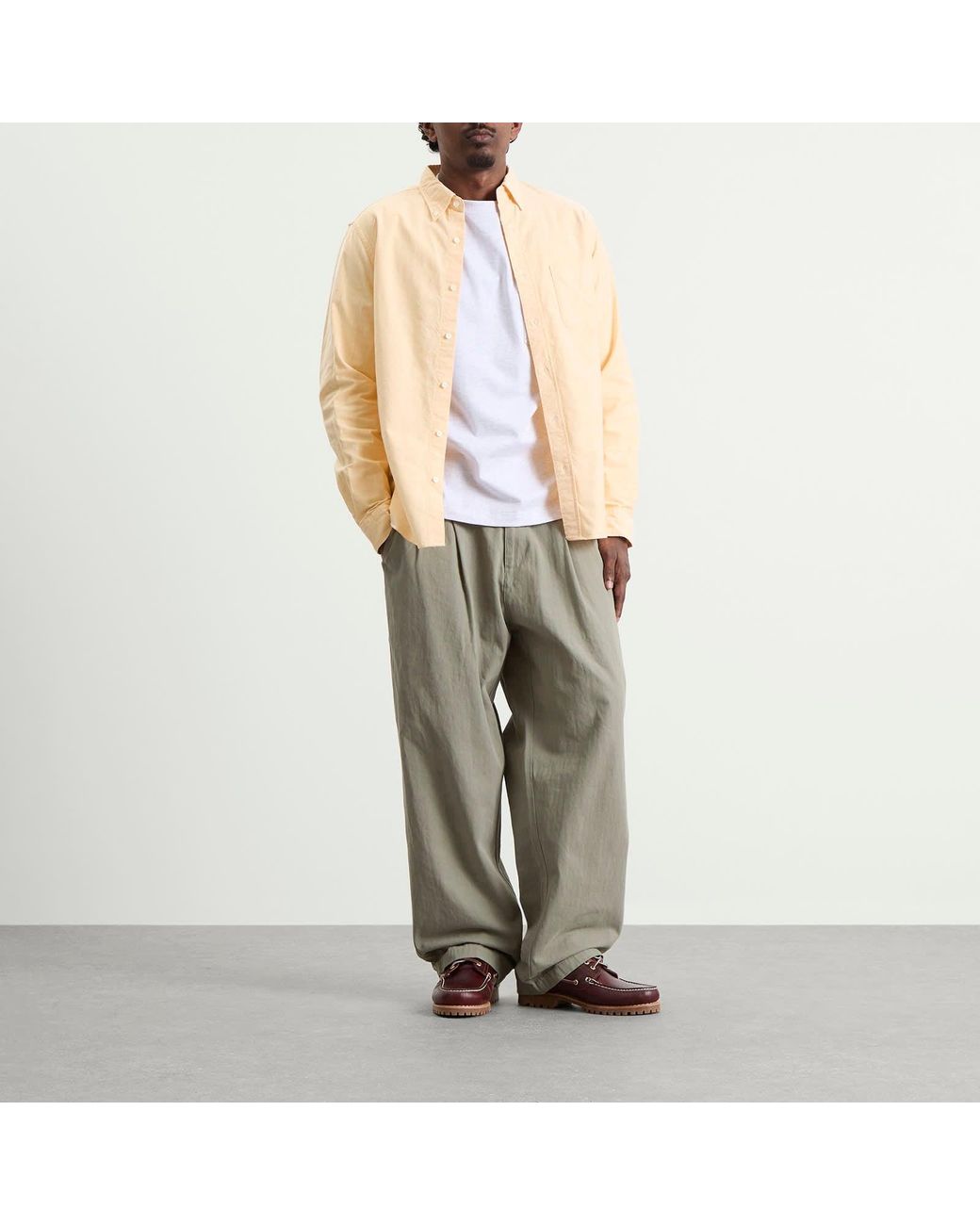 Beams Plus Natural Button Down Oxford Shirt for men