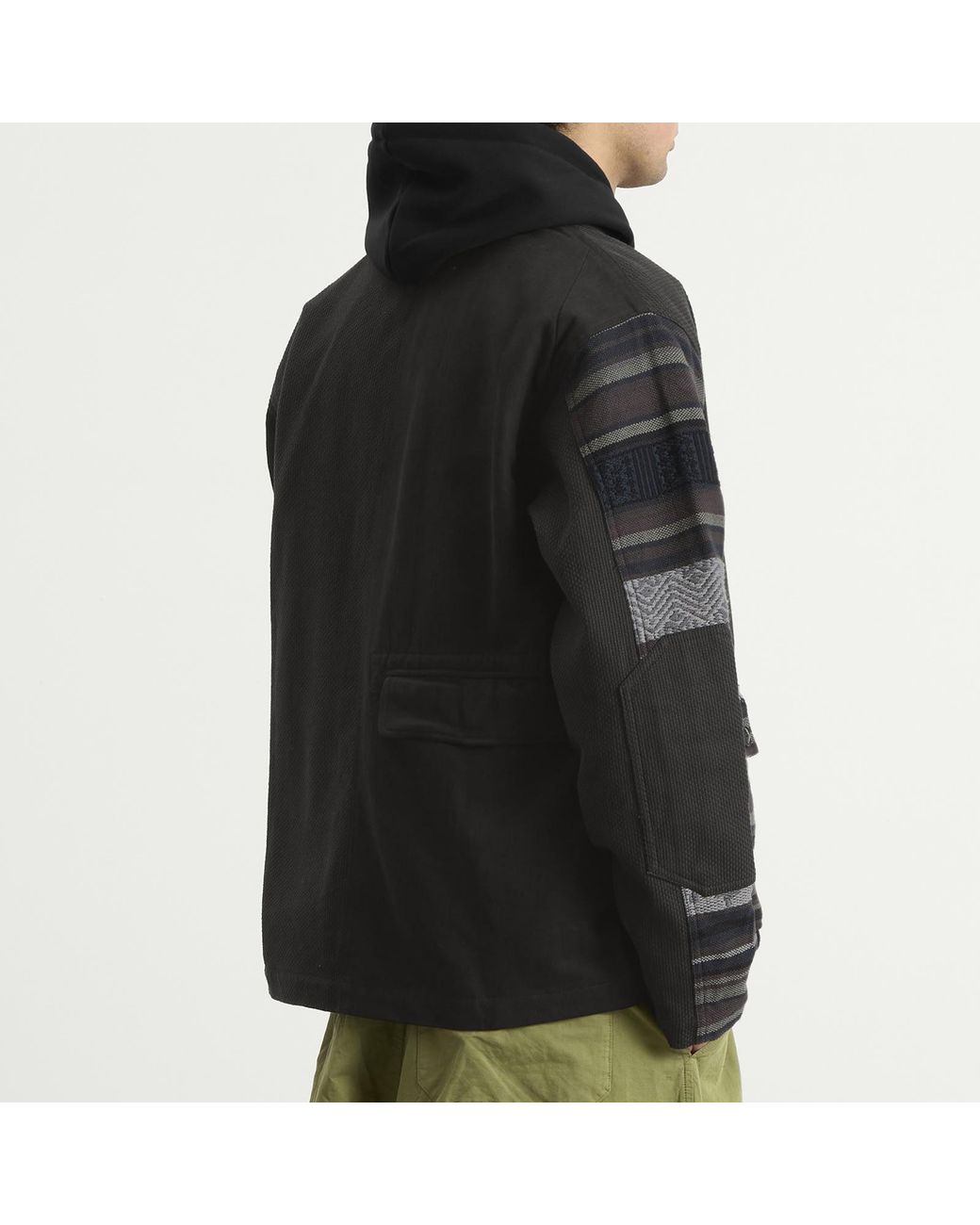 Maharishi Black Upcycled Patchwork Chore Jacket for men