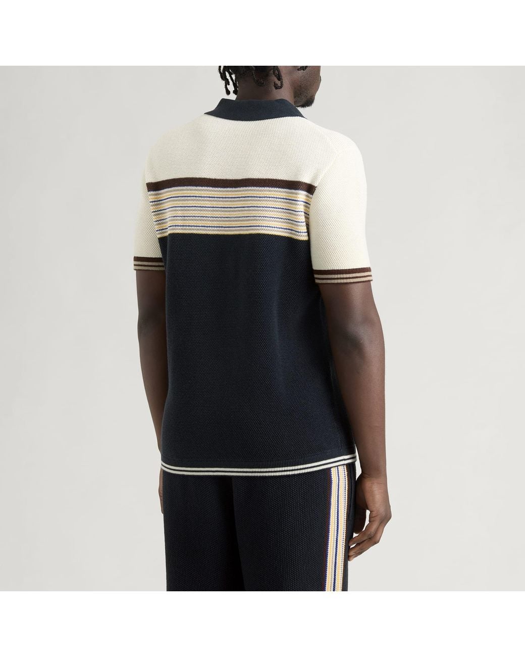 Casablanca Black Cafe Stripe Polo Shirt for men