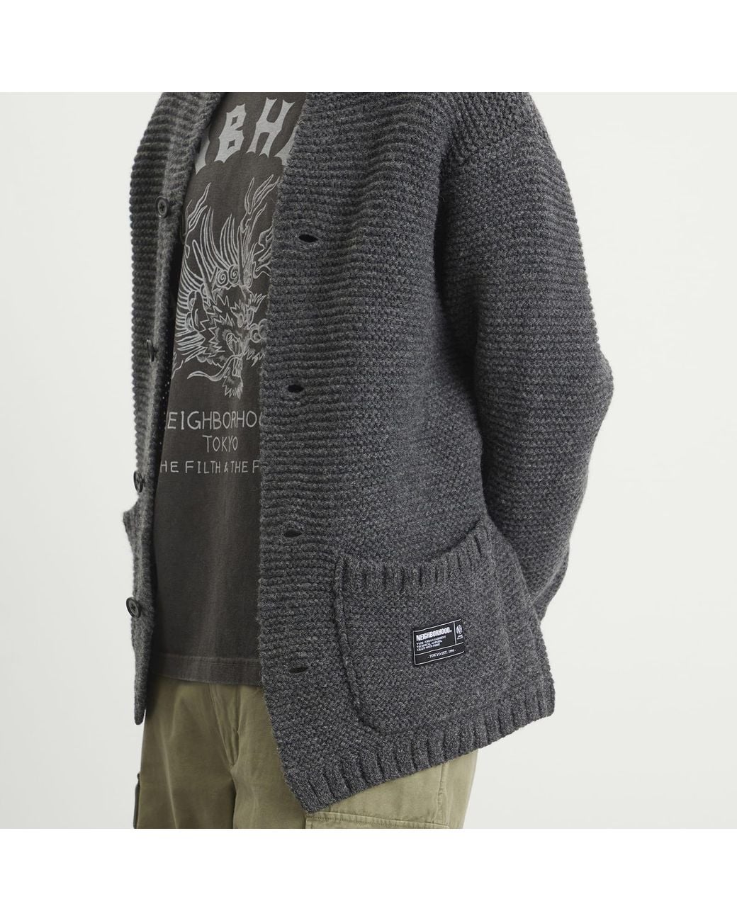 Neighborhood Shetland Knit Jacket in Gray for Men | Lyst