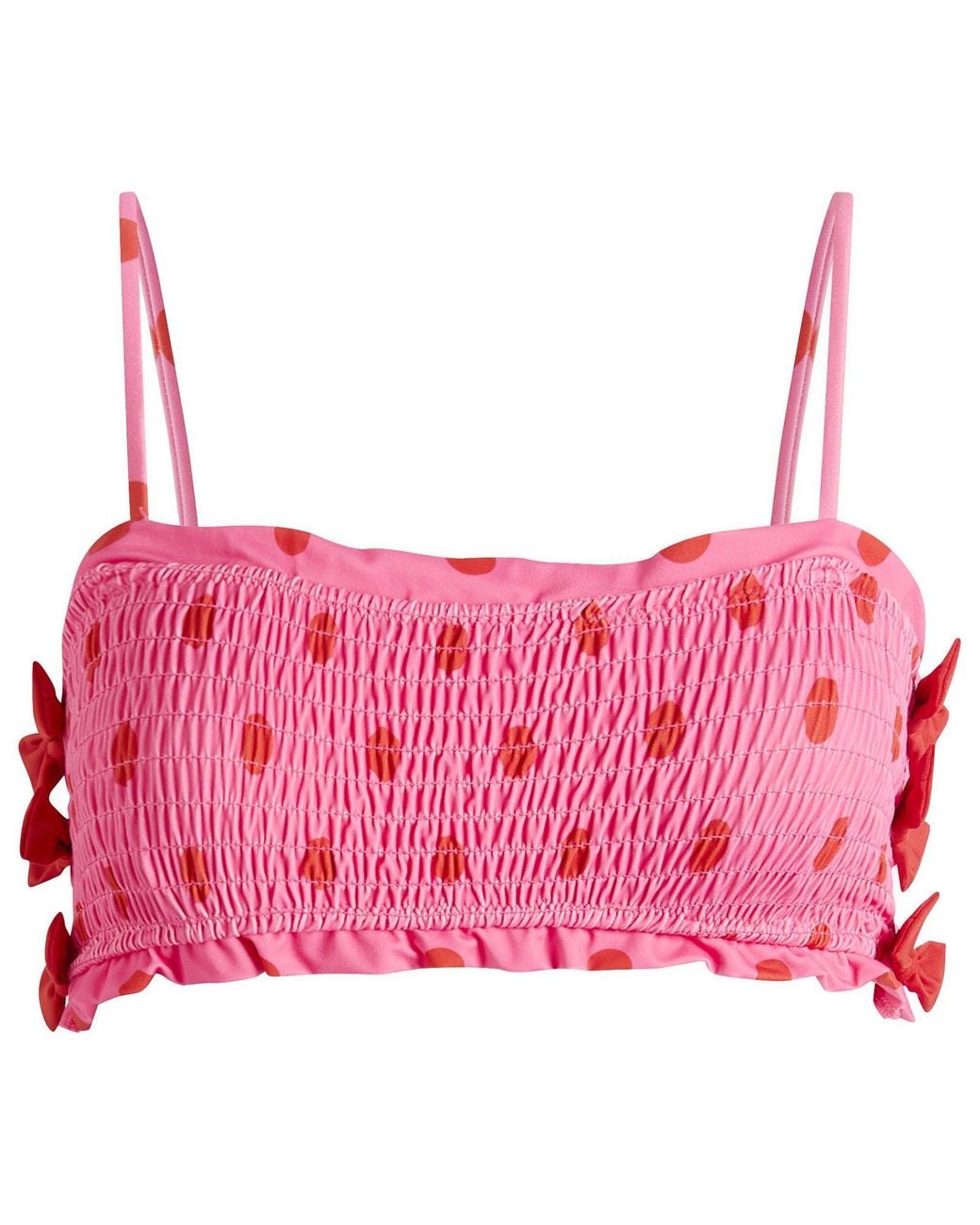 Damson Madder Pink Shirred Bow Bikini Top