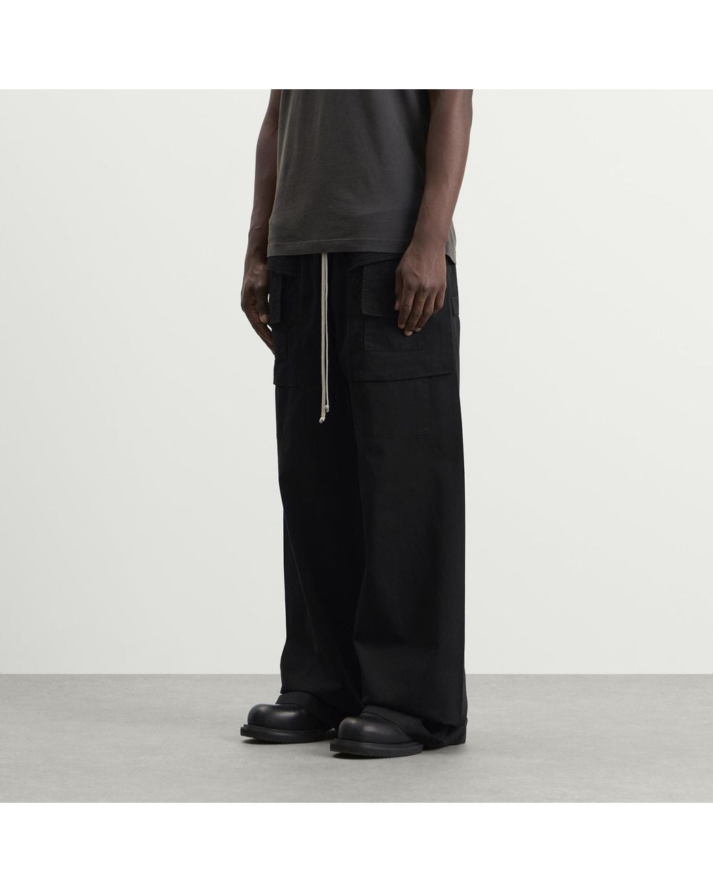 Rick Owens Black Creatch Wide Cargo Trousers for men