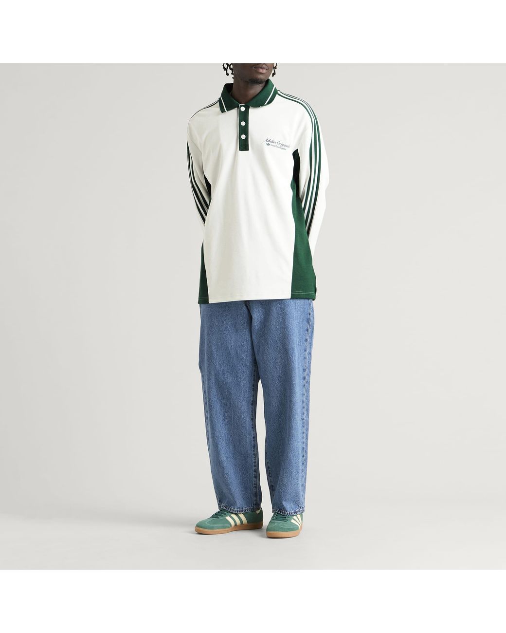Adidas Green Long Sleeved Polo Shirt for men