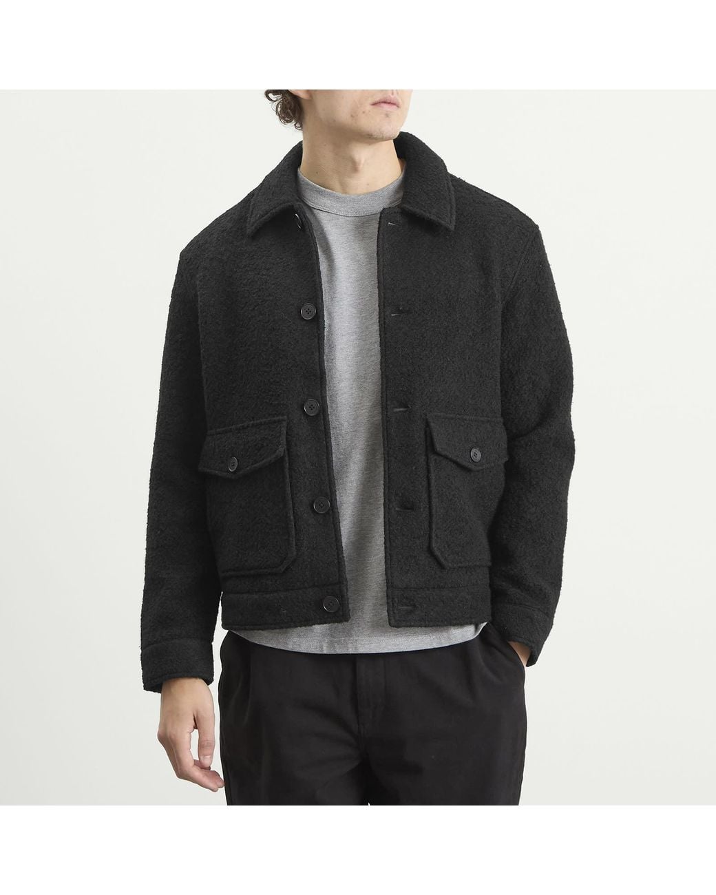 Wax London Black Newgate Melange Wool Jacket for men