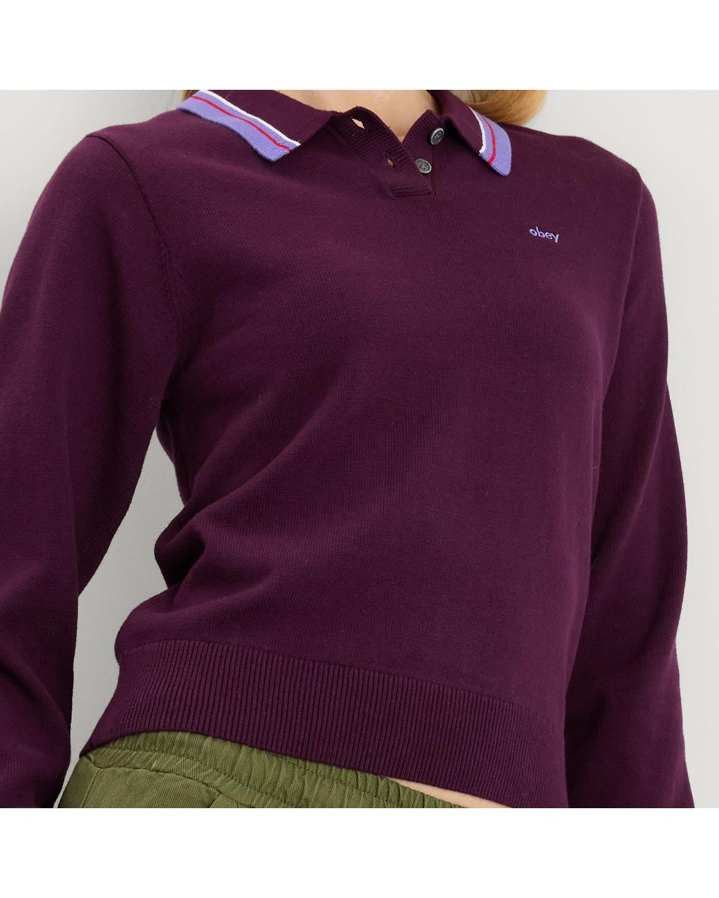 Obey Purple Goalie Polo Sweater