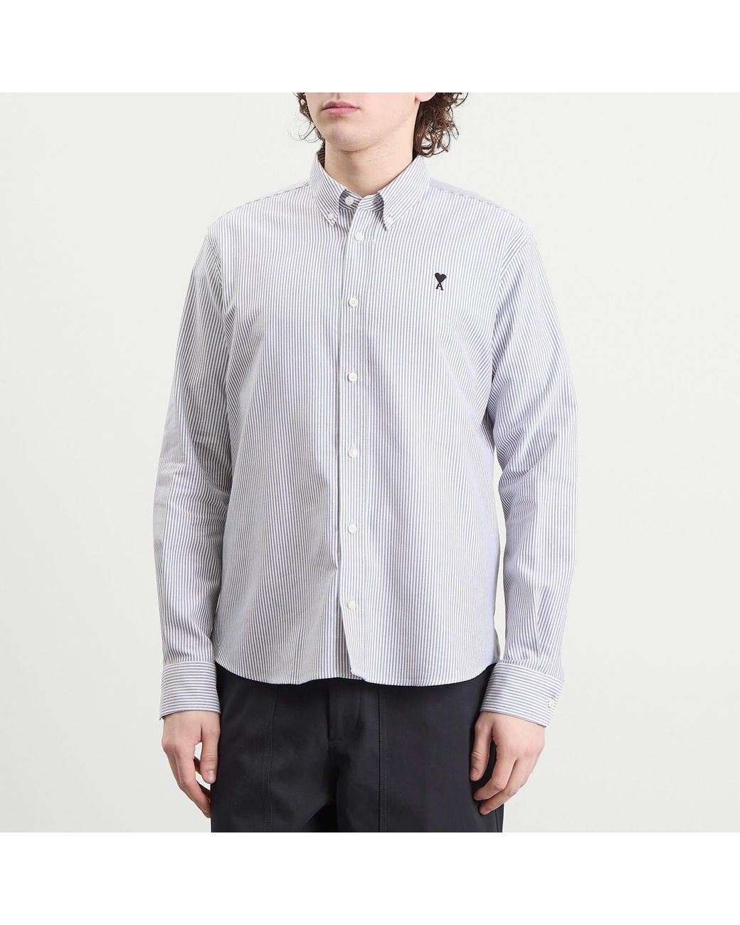 AMI Blue Contrasted Adc Classic Shirt for men