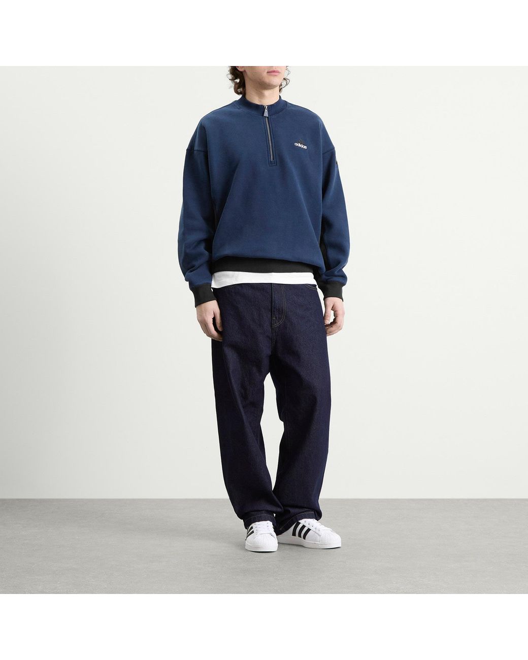 Adidas Blue Eqt Half Zip Top for men