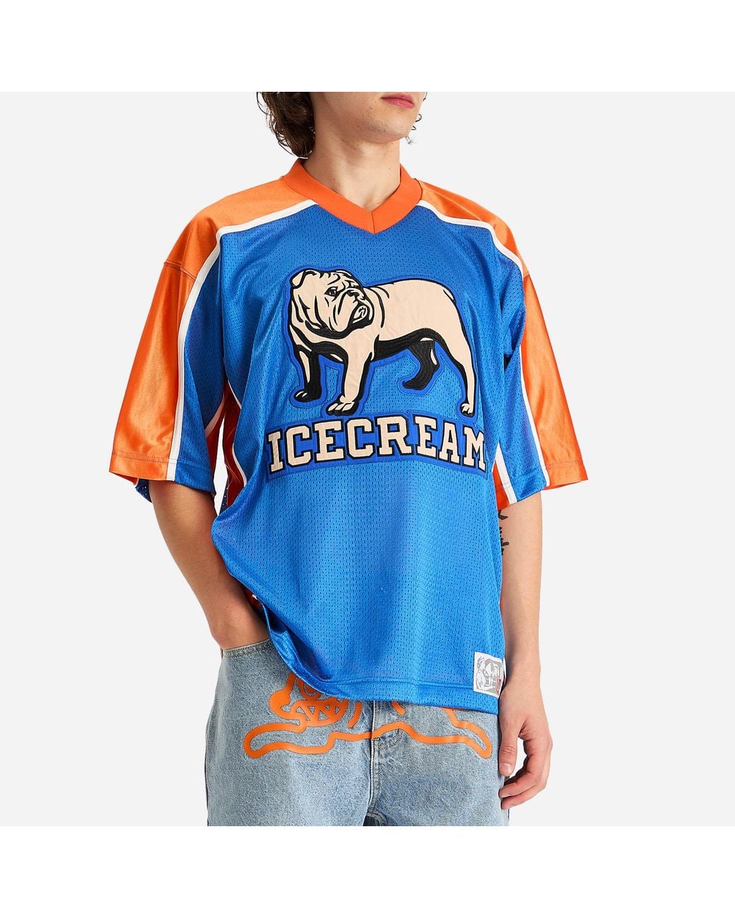 ICECREAM Blue Bulldog Football Top for men