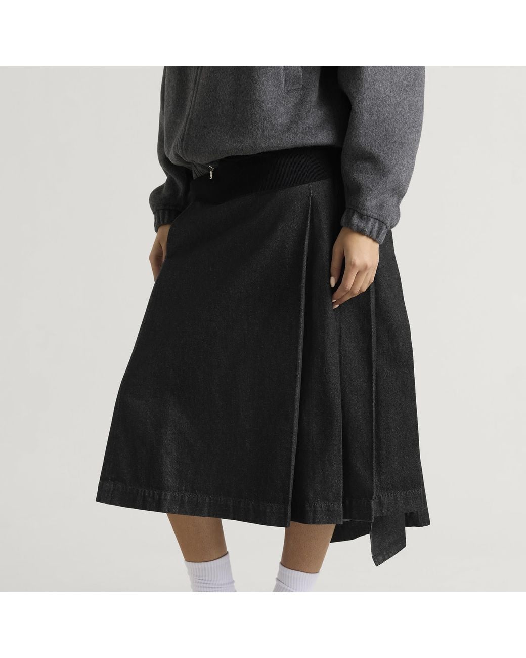 Y-3 Black Denim Midi Skirt
